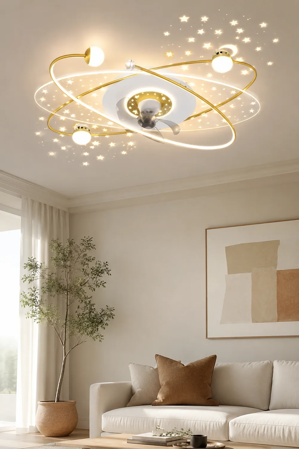 Madina Deckenventilator mit Beleuchtung Sternklar, 3 Farben, ∅110CM - Lumpaz