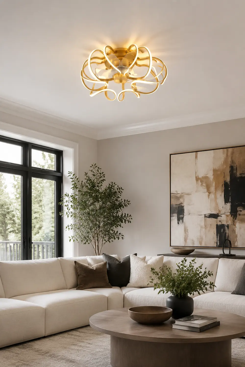 Lacey Deckenventilator mit Beleuchtung Gold, ∅50CM - Lumpaz