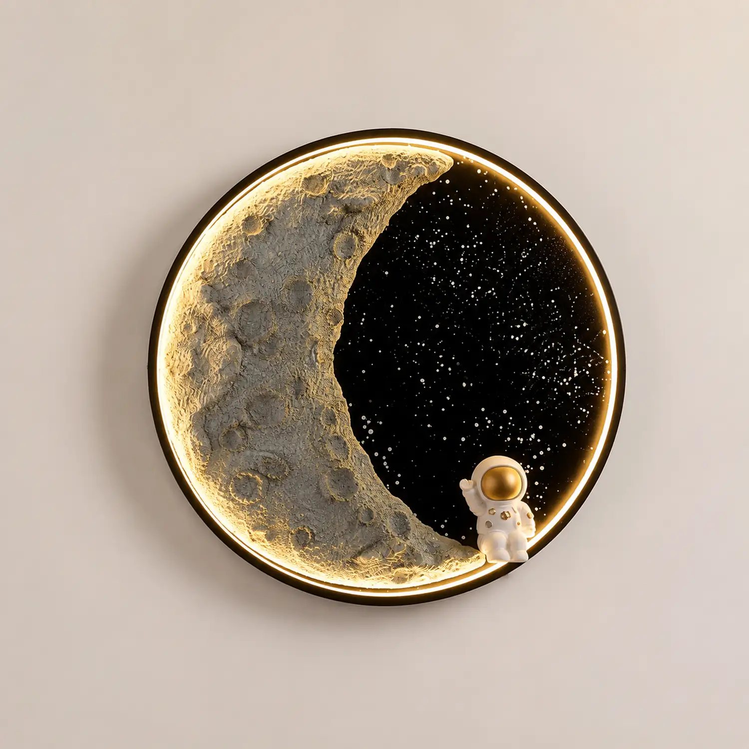 Elif Wandleuchte Astronaut Mond Schwarz, ∅50CM - Lumpaz