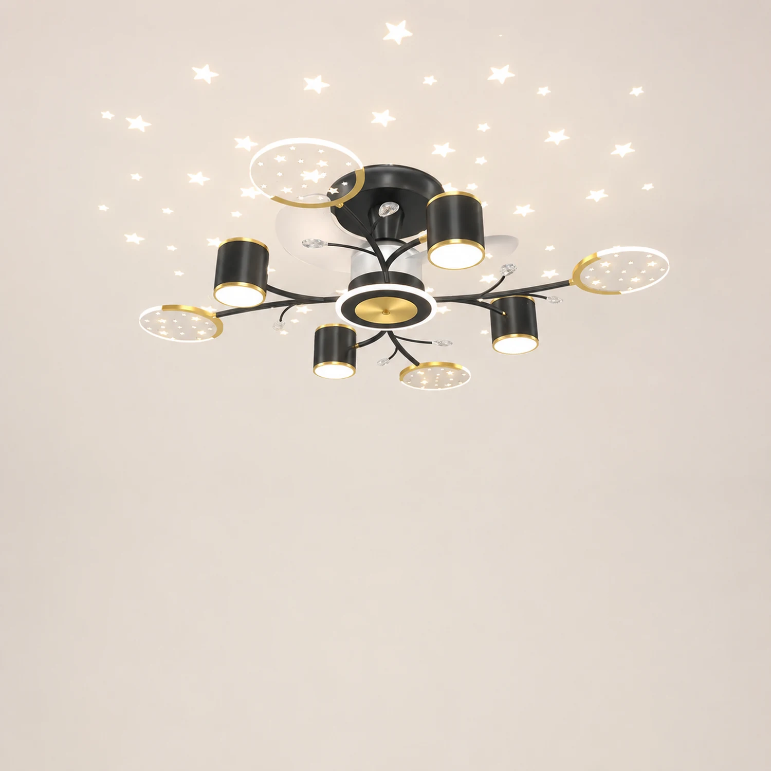 Madina Deckenventilator mit Beleuchtung, 6/8/10/12-flammig, ∅80/100/120CM - Lumpaz