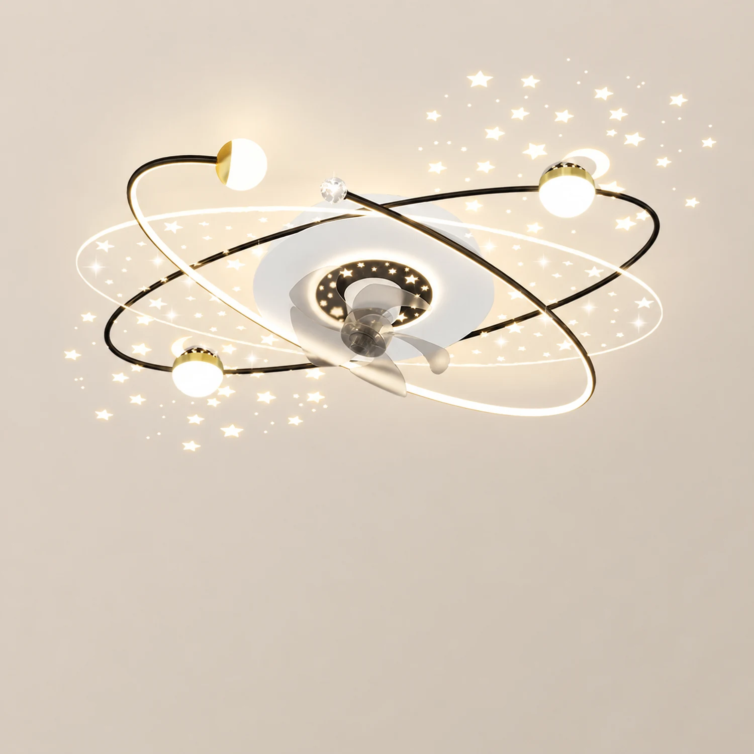 Madina Deckenventilator mit Beleuchtung Sternklar, 3 Farben, ∅110CM - Lumpaz