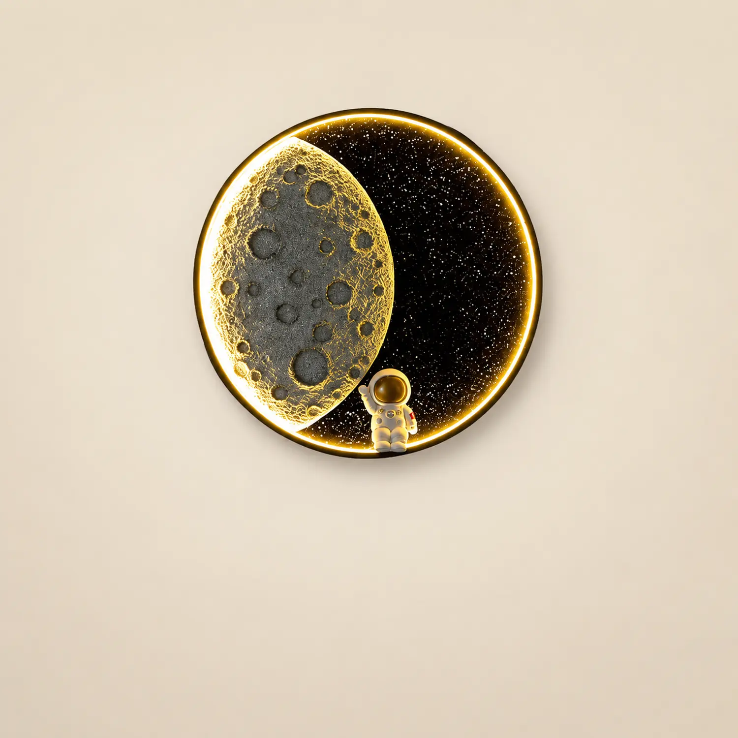 Elif Wandleuchte Astronaut Moon Schwarz, ∅35/50CM - Lumpaz