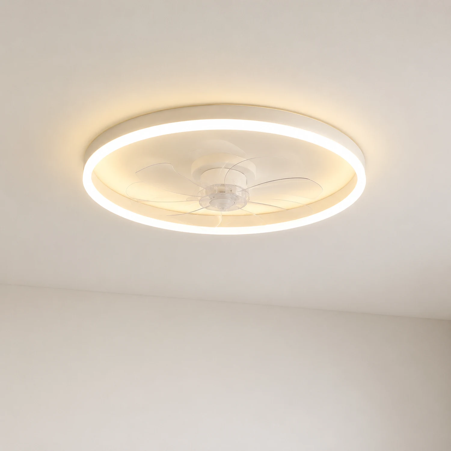 Edge Deckenventilator mit Beleuchtung Ring Weiß 7-Blatt, ∅41/50/60CM - Lumpaz