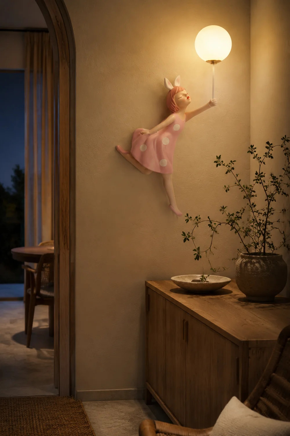 Minori Wandleuchte Rosa, 2 Stile, 49CM Lang - Lumpaz