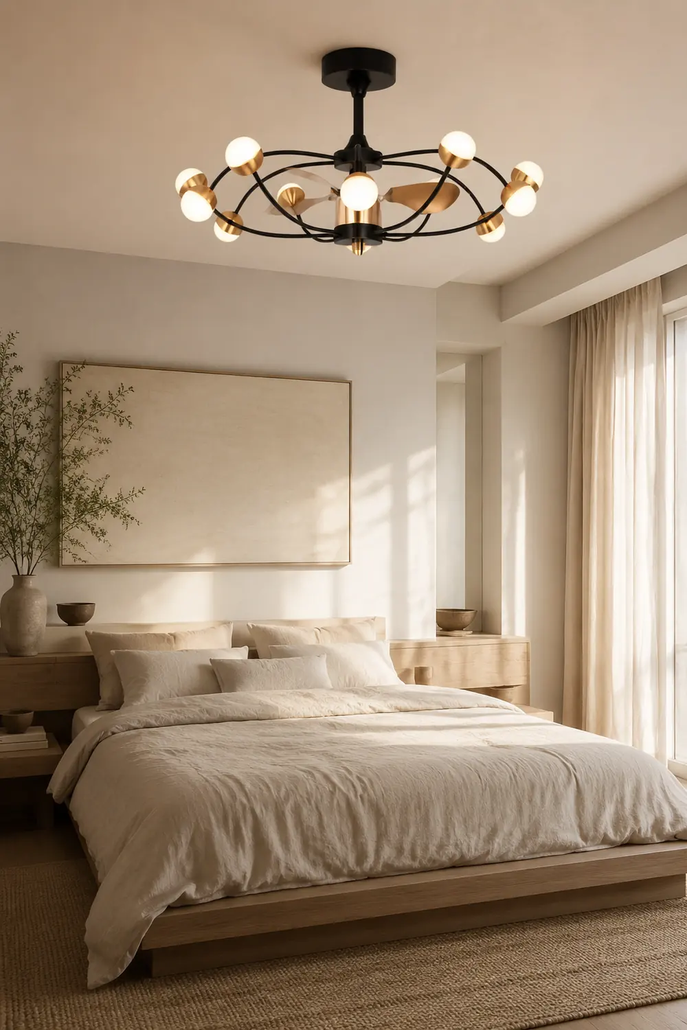 Valentina Deckenventilator mit Beleuchtung, 12-flamming, Metall & Acryl, ∅90CM - Lumpaz