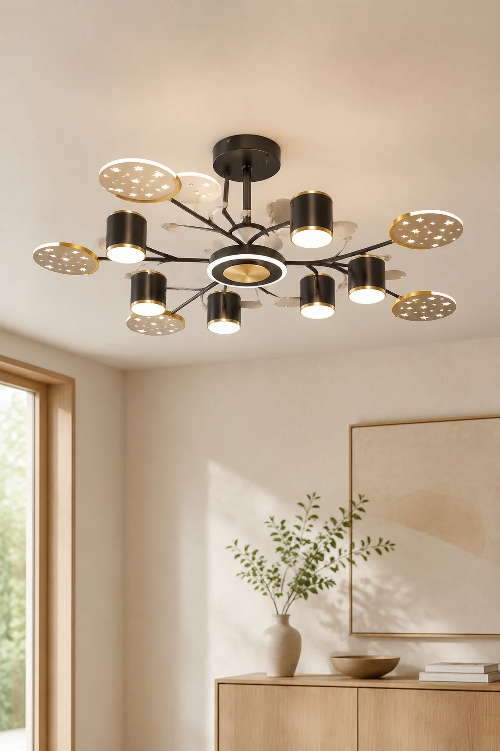 Madina Deckenventilator mit Beleuchtung, 6/8/10/12-flammig, ∅80/100/120CM - Lumpaz