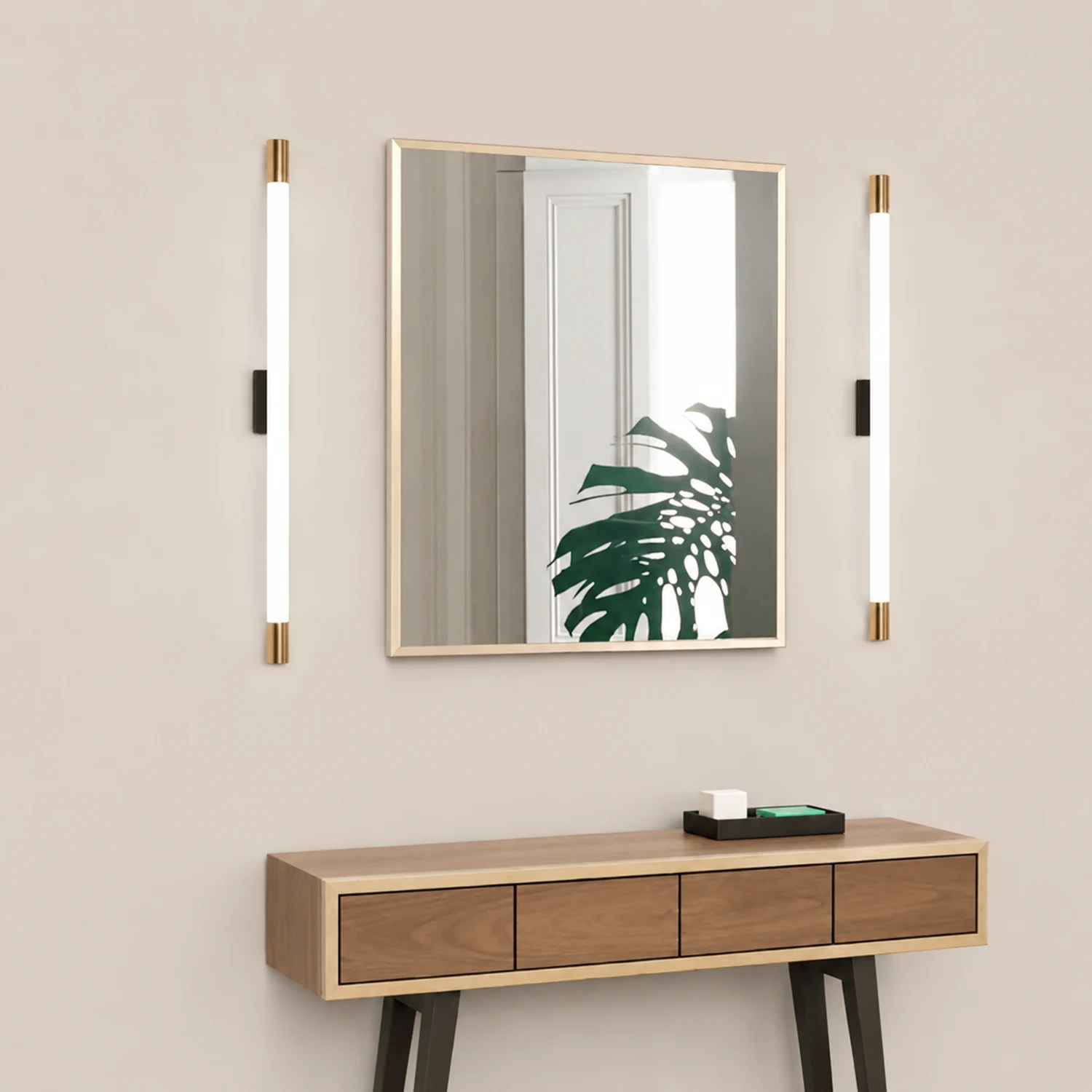 Edge Spiegelfront Wandleuchte Gold，60CM/90CM/119CM lang - Lumpaz