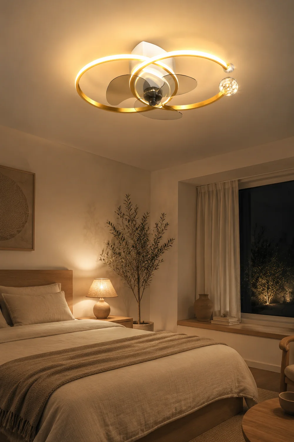 Arisha Deckenventilator mit Beleuchtung Doppel-C 3-Blatt, 2 Farben, ∅70CM - Lumpaz