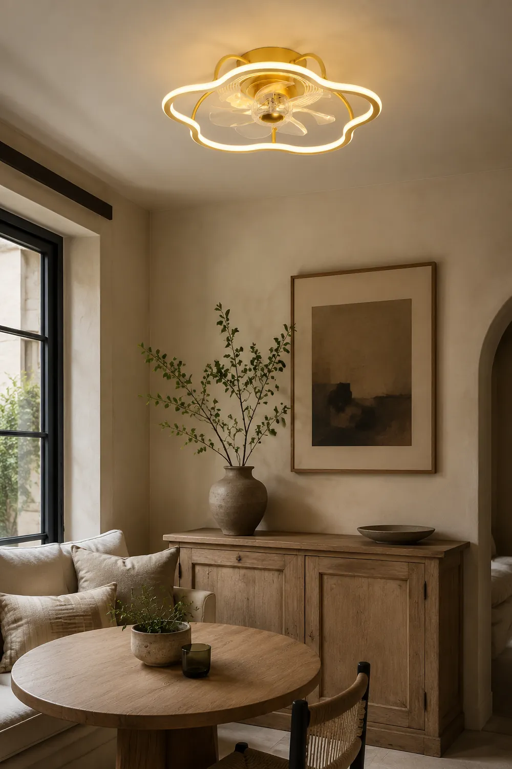Kelley Deckenventilator mit Beleuchtung Blume Gold, ∅50CM - Lumpaz