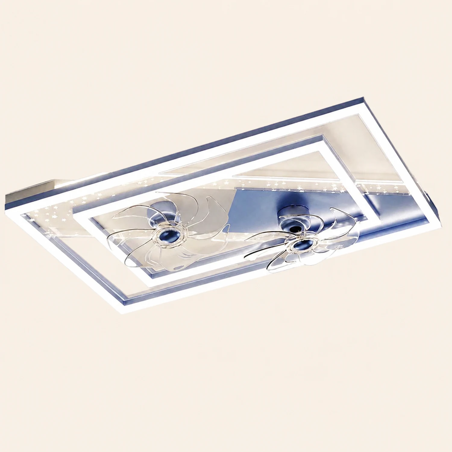 Kelley Deckenventilator mit Beleuchtung Blau & Schwarz, 5 Stile, ∅50/90/110CM - Lumpaz