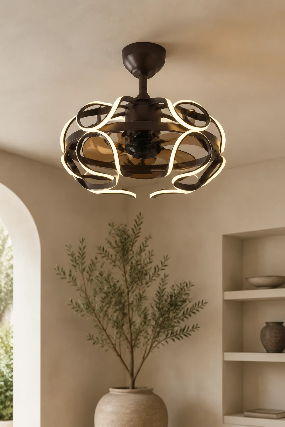 Lacey Deckenventilator mit Beleuchtung Kaffee, ∅60CM - Lumpaz