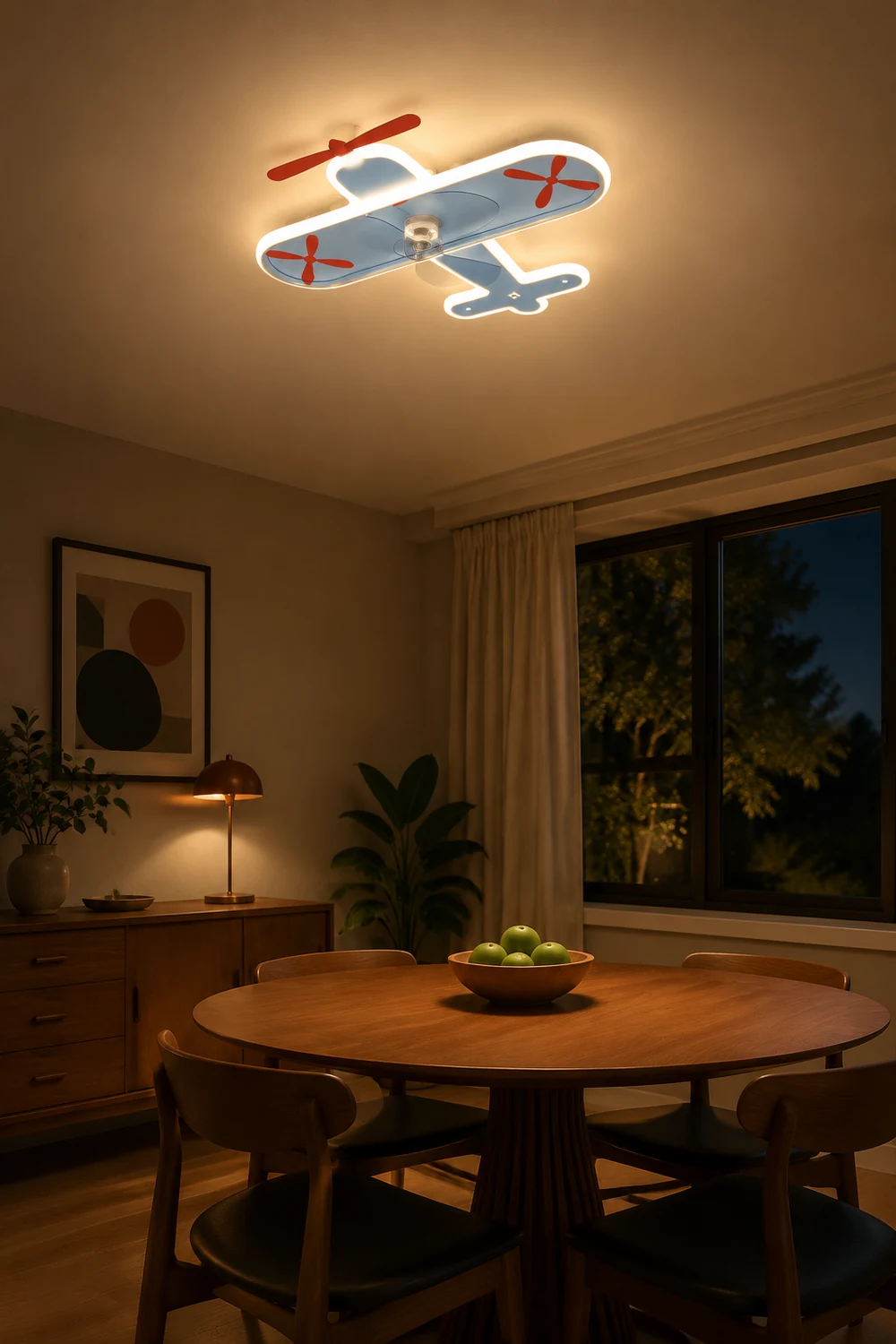 Minori Deckenventilator mit Beleuchtung Flugzeug Blau, 53CM Lang - Lumpaz