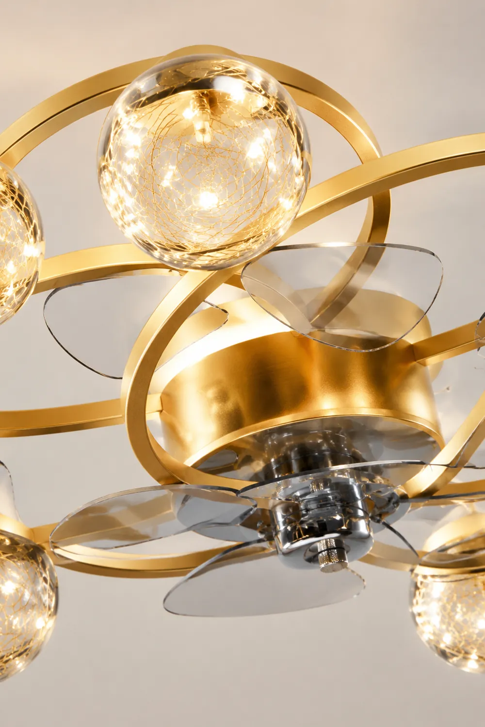 Madina Deckenventilator mit Beleuchtung Sternklar Gold, 7-Blatt, ∅58CM - Lumpaz