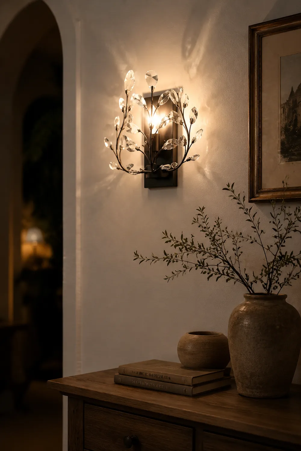 Einkopf-Kristall-Wandlampe, europäisch, für Wohnzimmer, Schlafzimmer, Nachttisch - Lumpaz