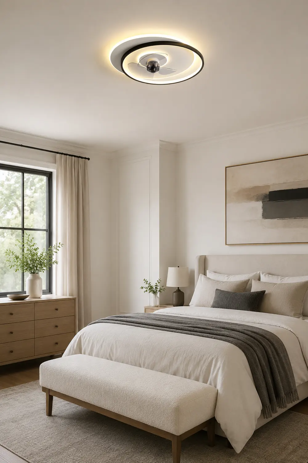 Arisha Deckenventilator mit Beleuchtung 2-Ring, 2 Farben, ∅46/56CM - Lumpaz