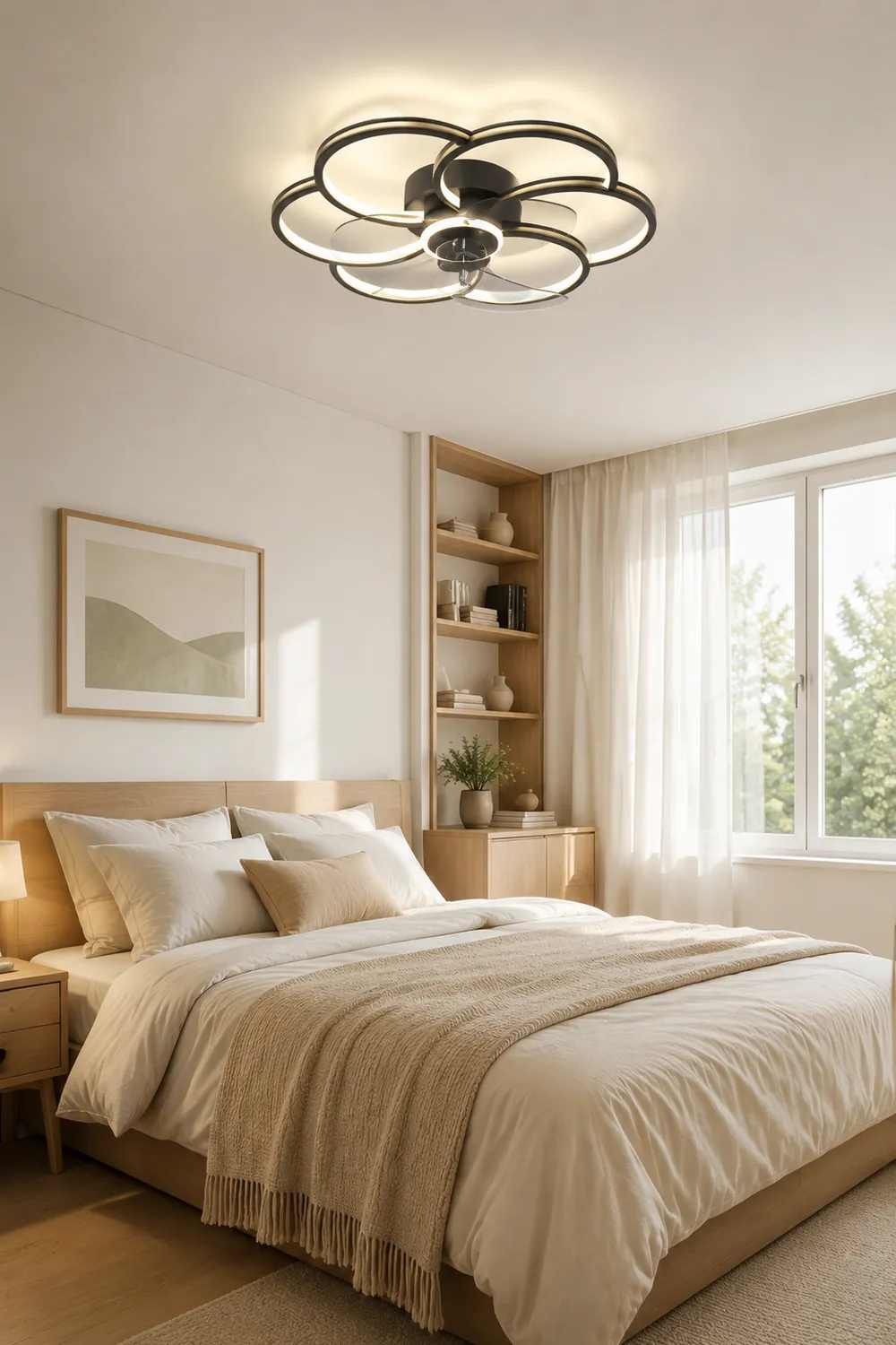 Arisha Deckenventilator mit Beleuchtung, 2 Farben, 4 Stile, ∅51/56/61cm - Lumpaz