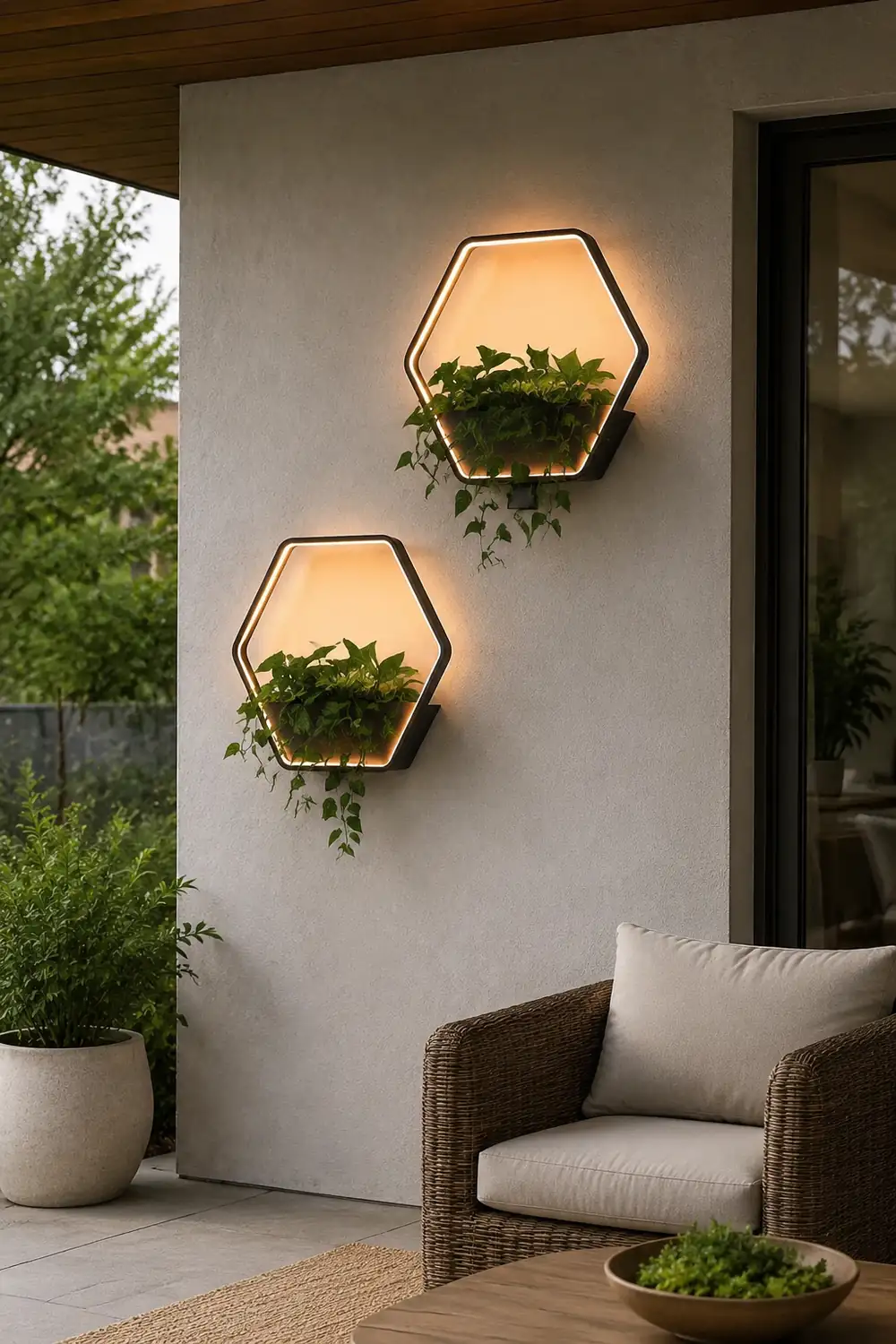 Orr Sechseckig Solar Wandleuchte für den Außenbereich, 48/65/85CM Lang - Lumpaz