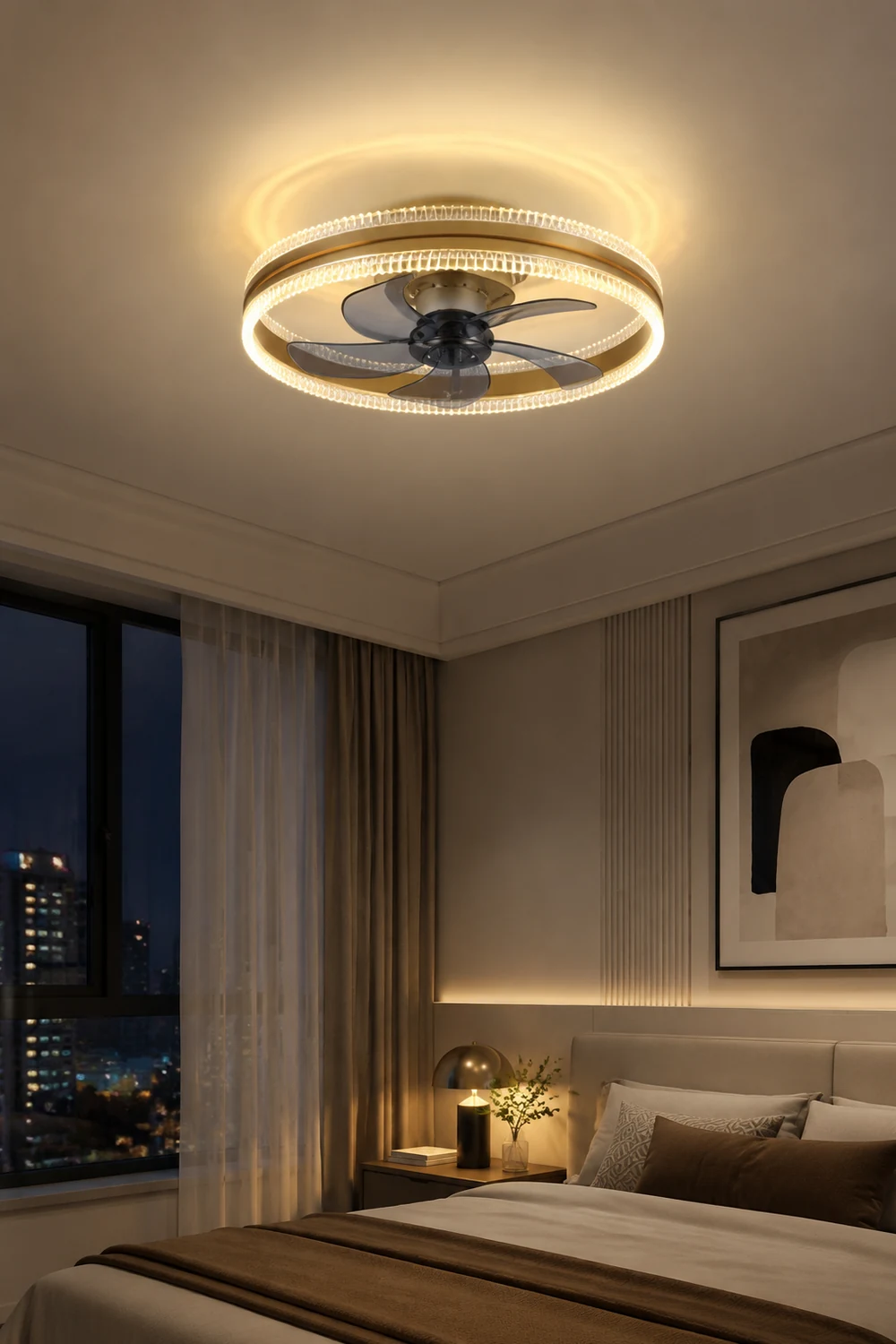 Kirsten Deckenventilator mit Beleuchtung Doppel-Licht, 4 Farben, ∅50CM - Lumpaz