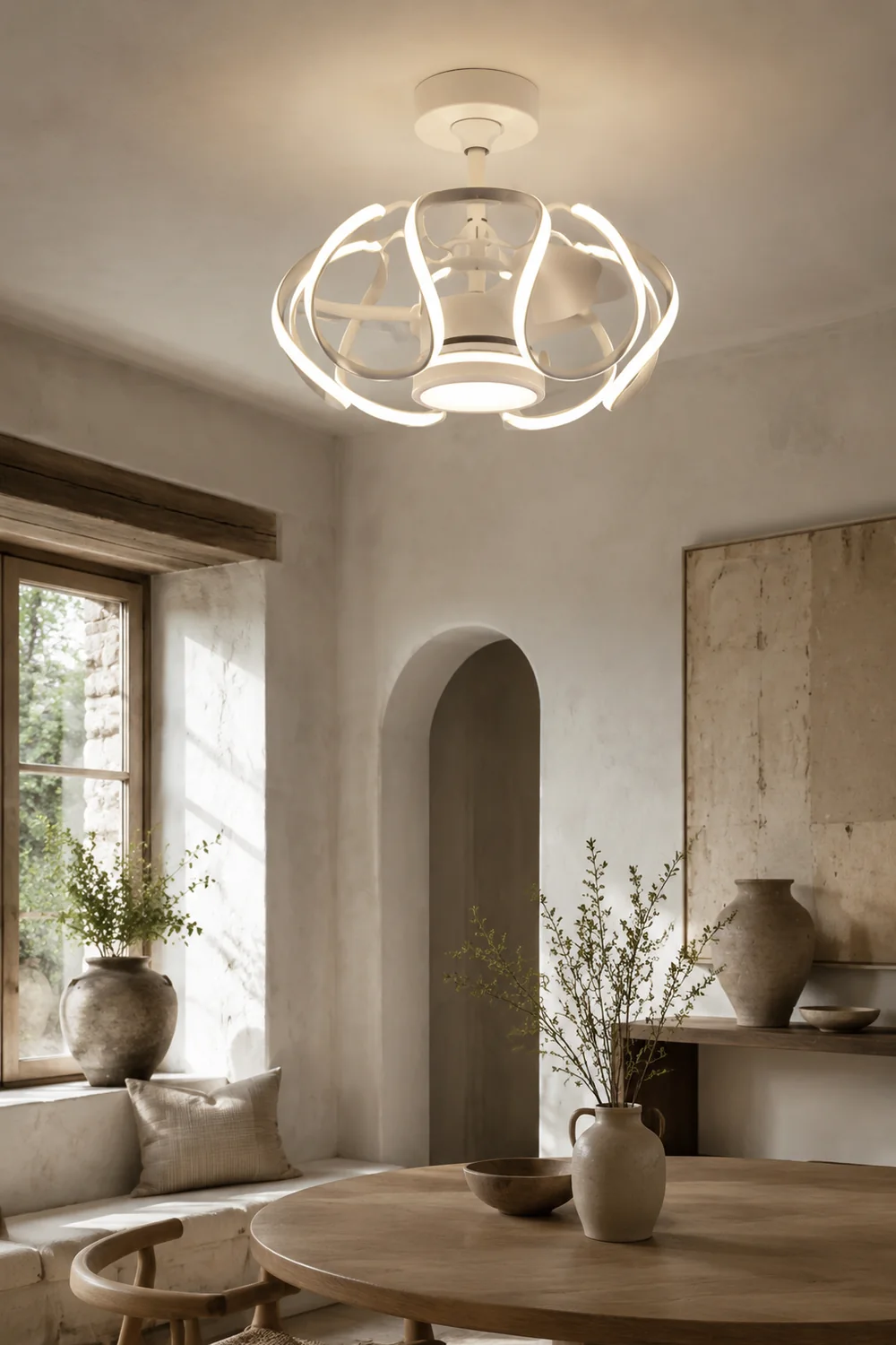 Lacey Deckenventilator mit Beleuchtung Weiß & Kaffee, ∅60CM - Lumpaz