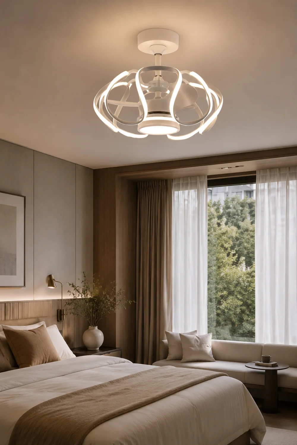 Lacey Deckenventilator mit Beleuchtung Weiß & Kaffee, ∅60CM - Lumpaz