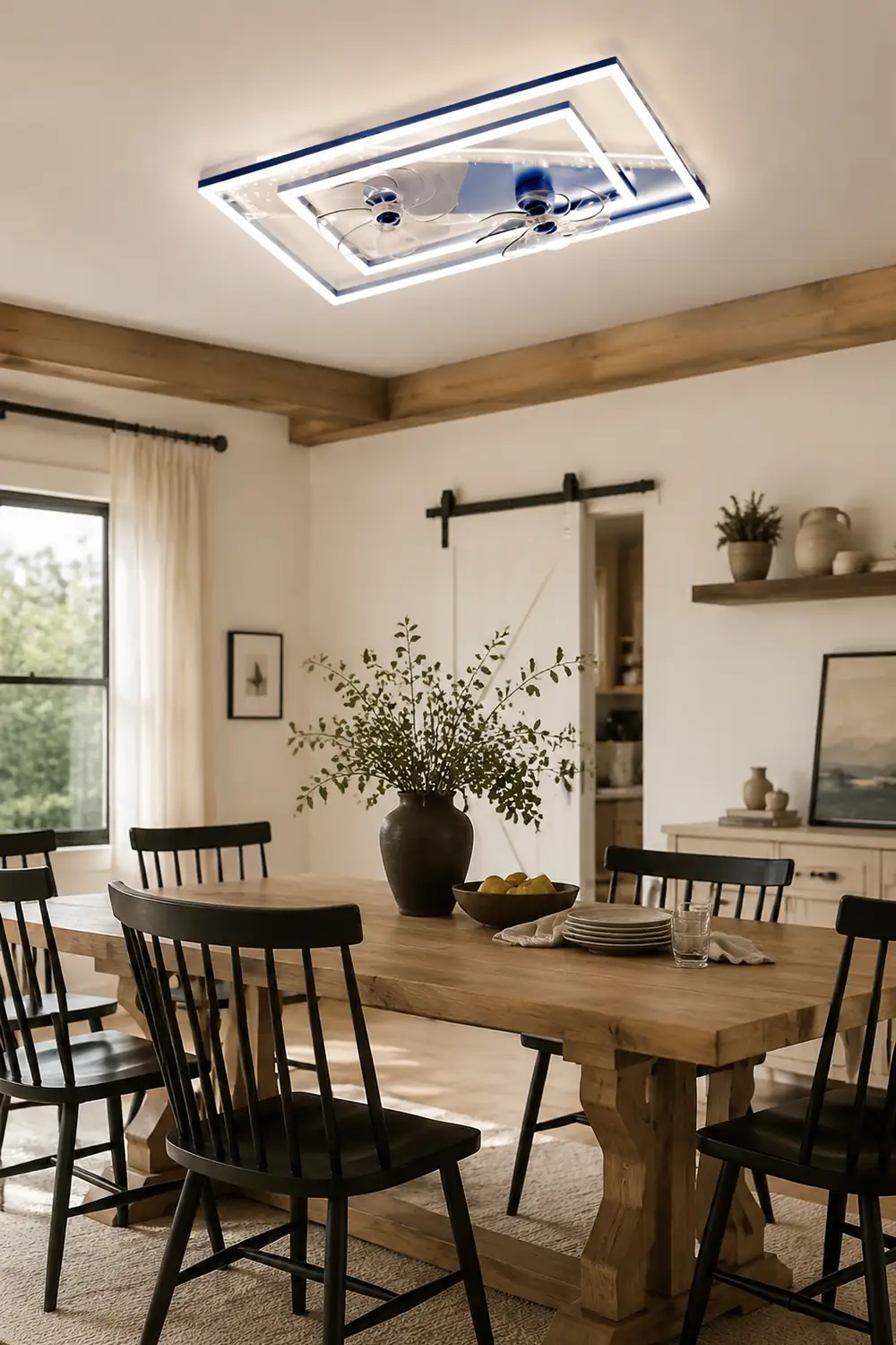 Kelley Deckenventilator mit Beleuchtung Blau & Schwarz, 5 Stile, ∅50/90/110CM - Lumpaz
