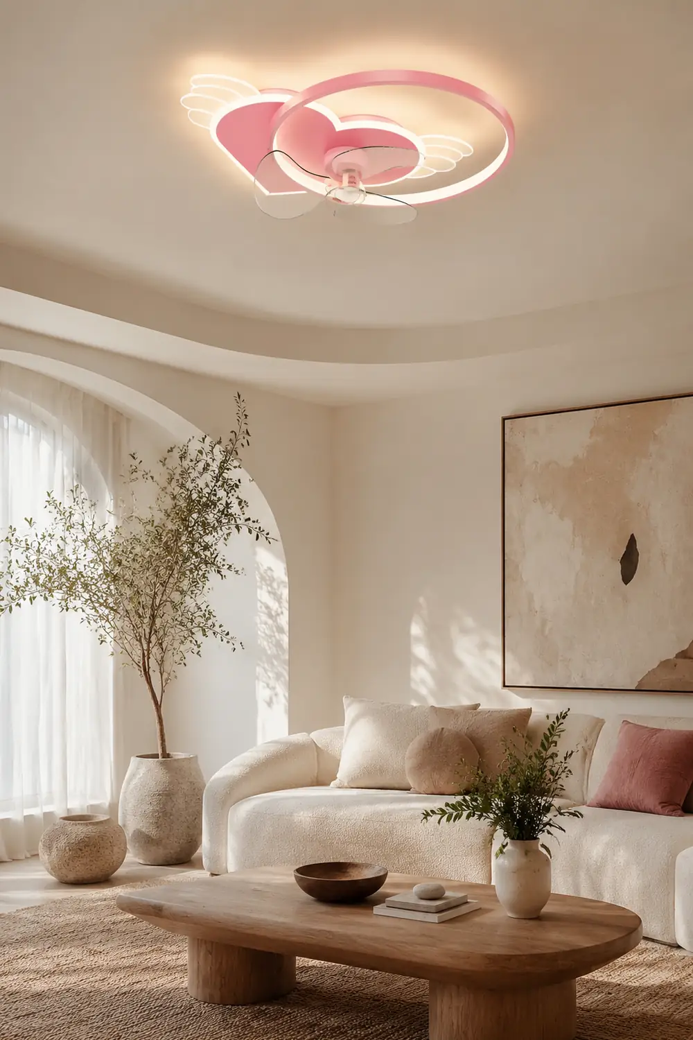Minori Deckenventilator mit Beleuchtung Herz Rosa, 56CM Lang - Lumpaz