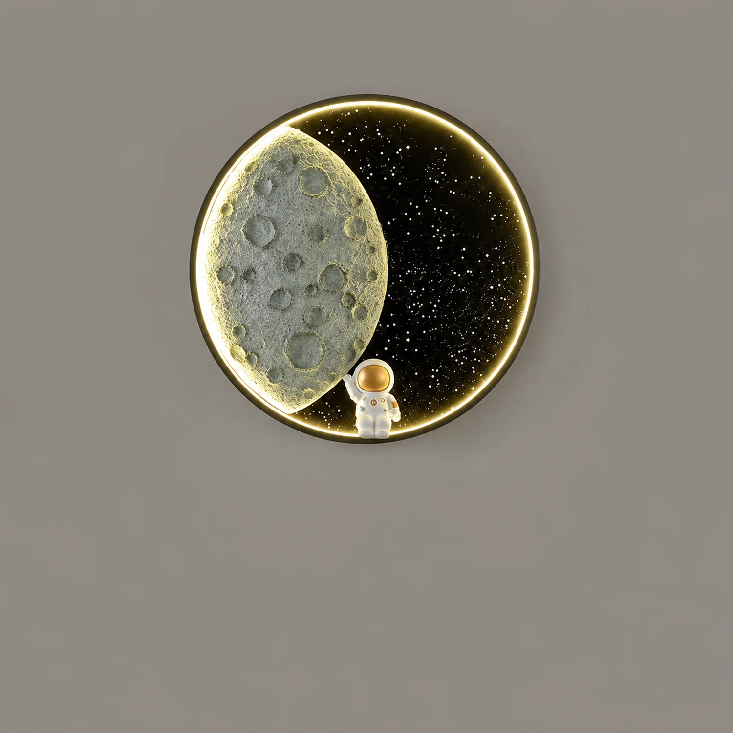 Elif Wandleuchte Astronaut Moon Schwarz, ∅35/50CM - Lumpaz