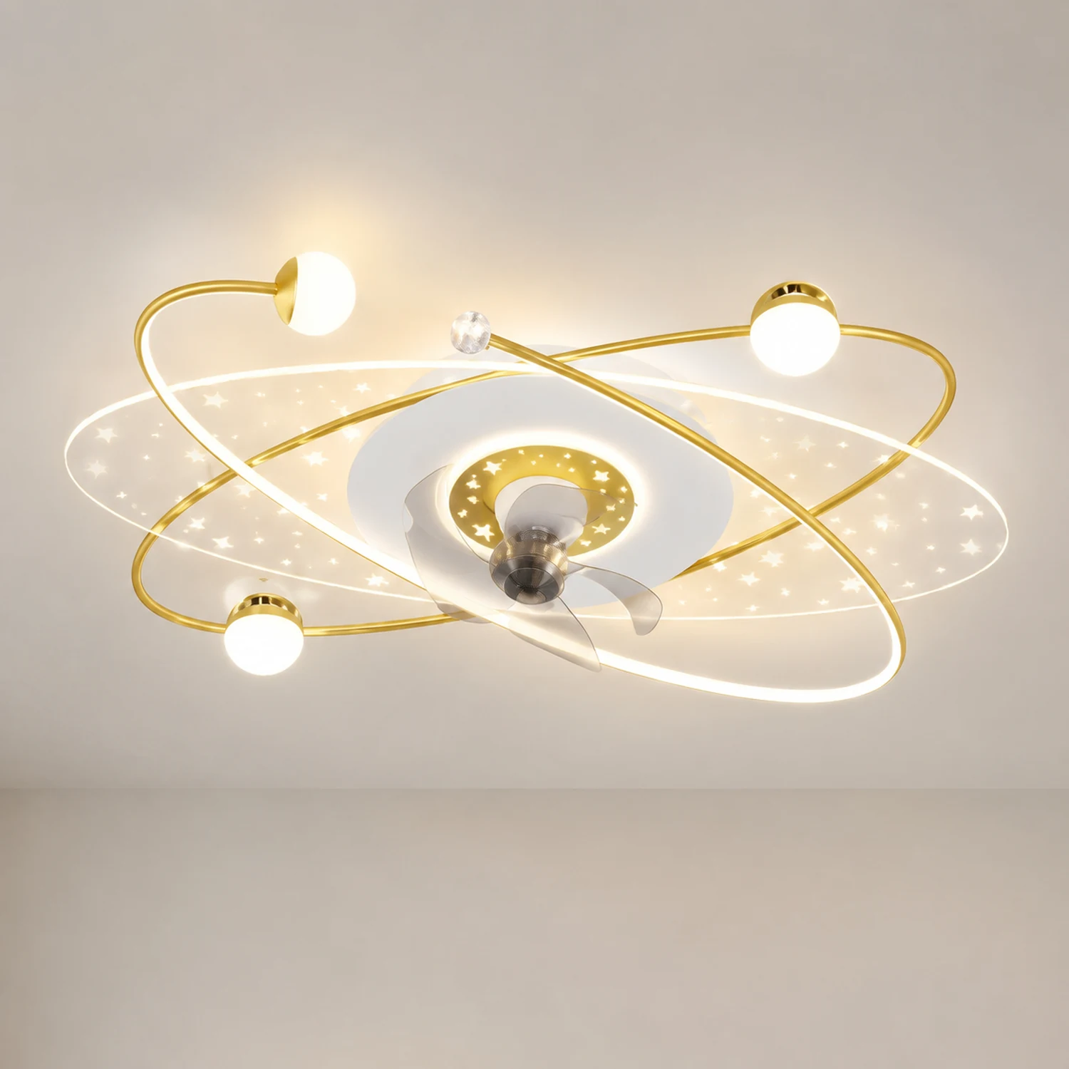Madina Deckenventilator mit Beleuchtung Sternklar, 3 Farben, ∅110CM - Lumpaz