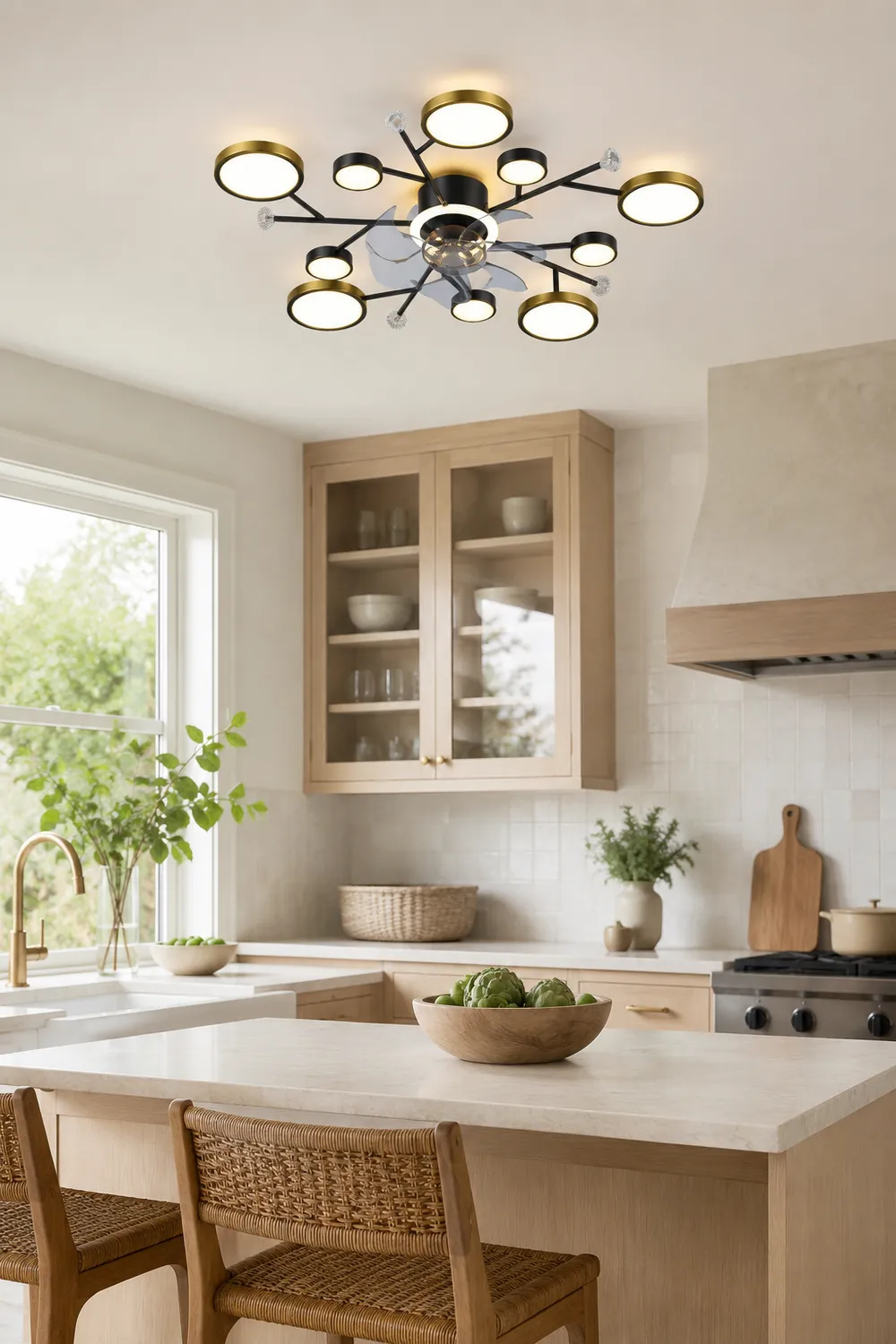 Weiss Deckenventilator mit Beleuchtung, 2 Farben, 62/88/107CM Lang - Lumpaz