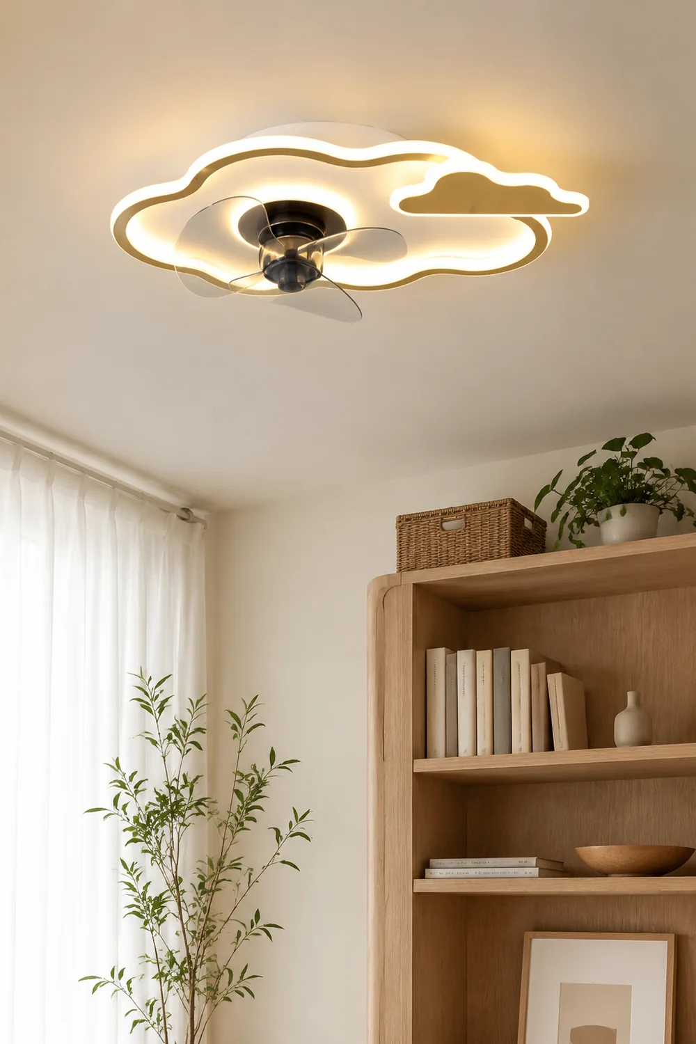 Minori Deckenventilator mit Beleuchtung Wolke & Stern, 3 Farben, ∅52/57CM - Lumpaz