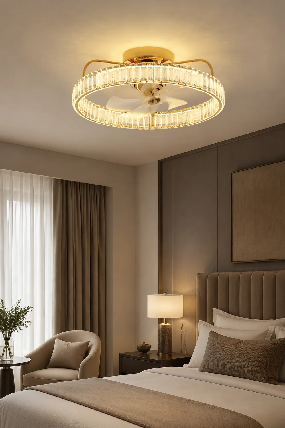 Kelley Deckenventilator mit Beleuchtung Gold, 2 Stile, ∅50/60CM - Lumpaz