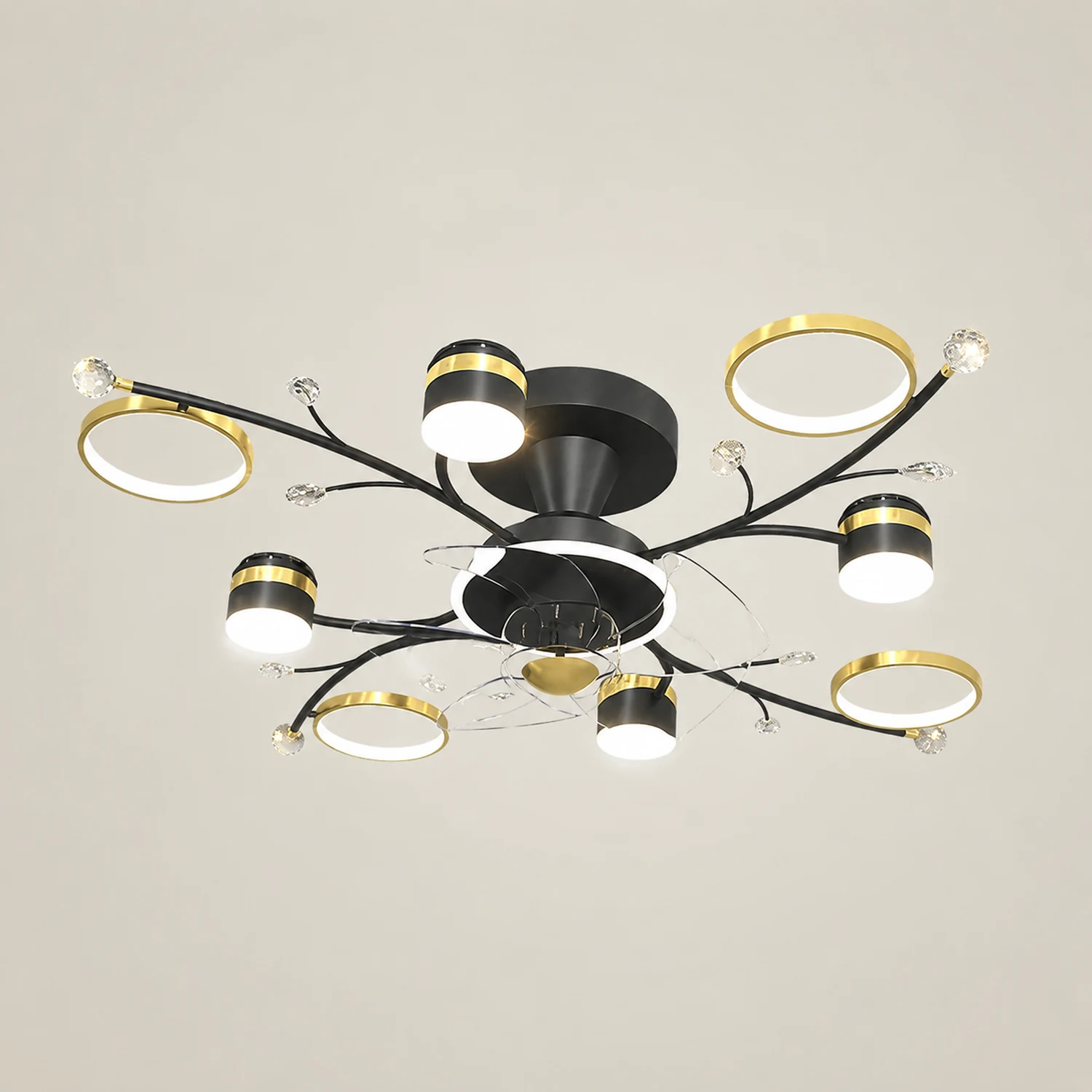 Madina Deckenventilator mit Beleuchtung, 6/8/10-flammig, ∅80/120CM - Lumpaz