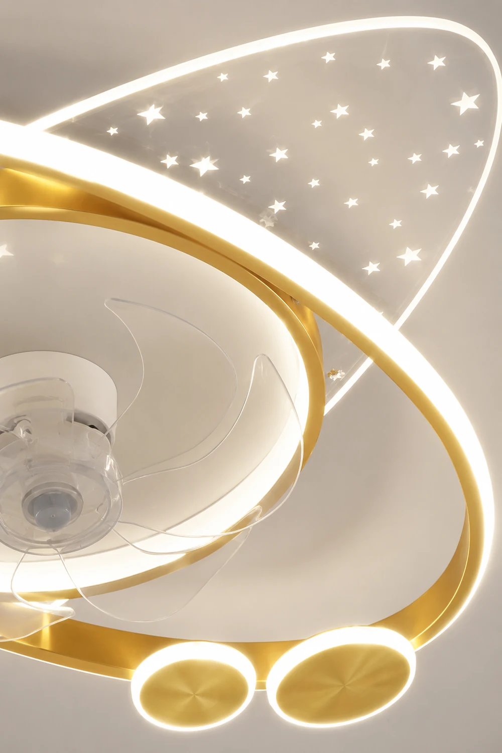 Madina Deckenventilator mit Beleuchtung 2-Ring 7-Blatt, 2 Farben, 58CM Lang - Lumpaz