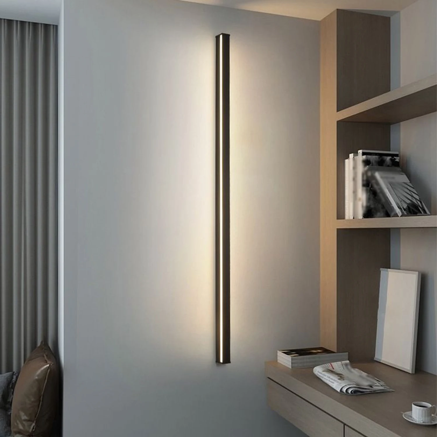 Edge Bar Spiegelfront Wandleuchte Schwarz，61CM/80CM/99CM/119CM lang - Lumpaz