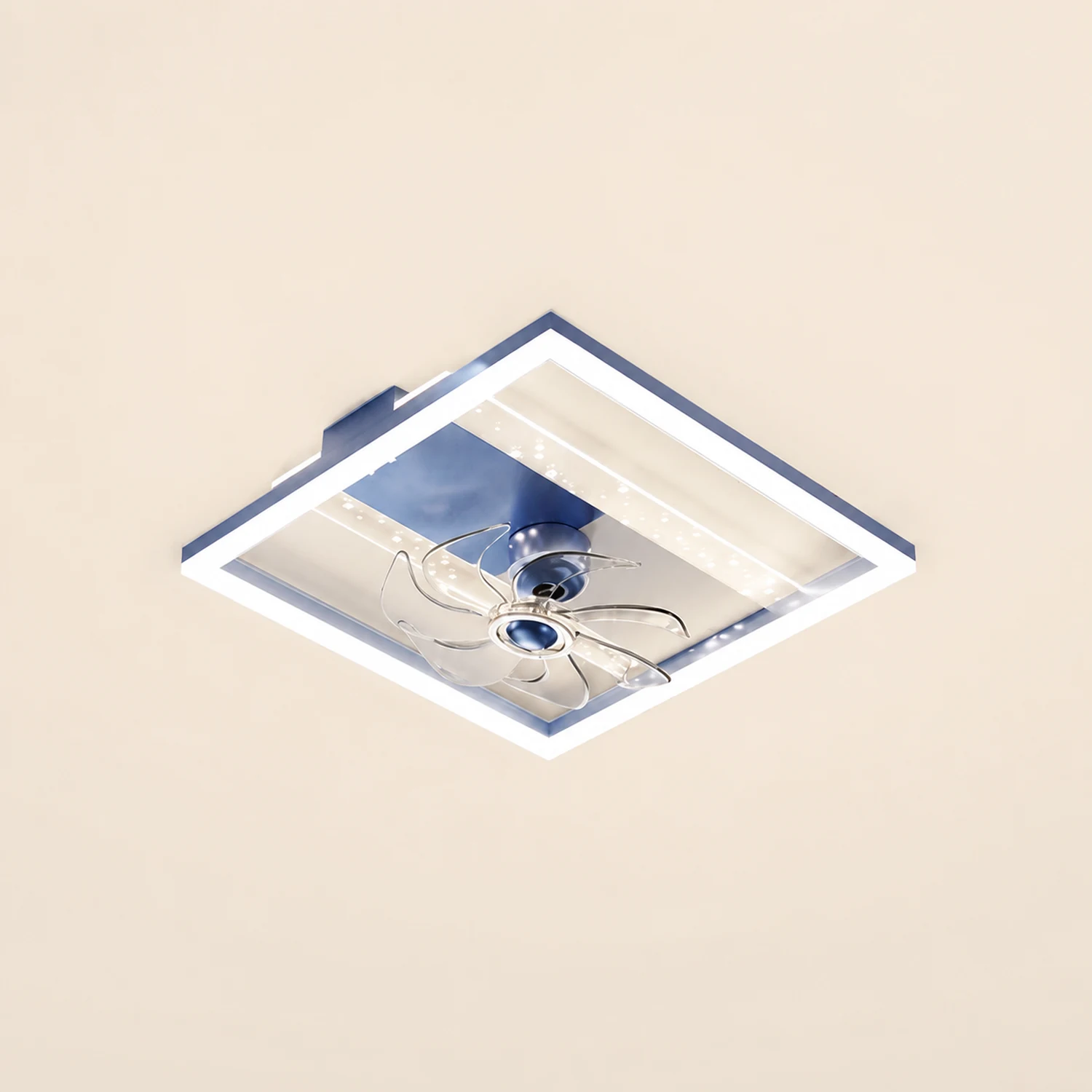 Kelley Deckenventilator mit Beleuchtung Blau & Schwarz, 5 Stile, ∅50/90/110CM - Lumpaz
