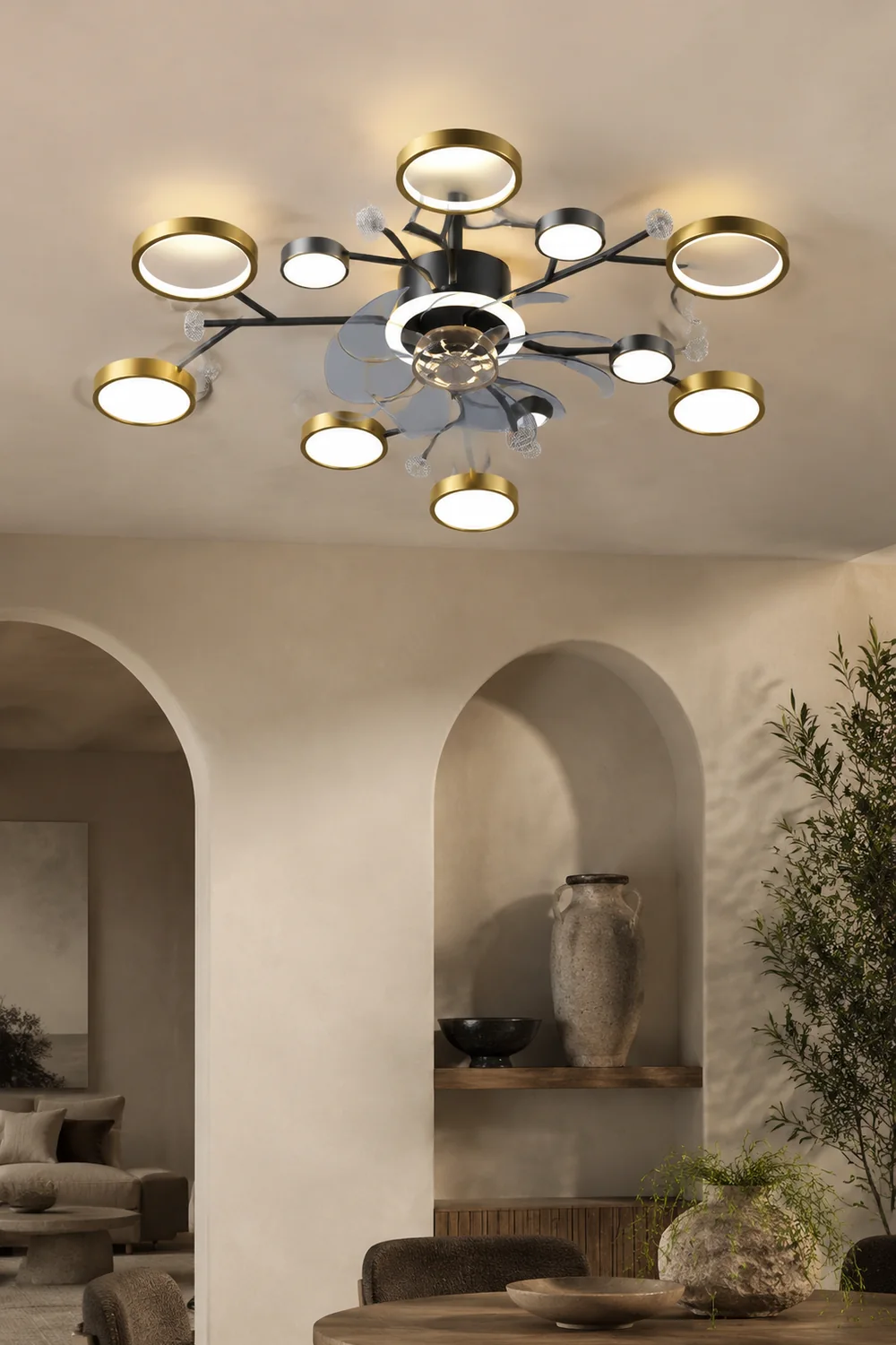 Weiss Deckenventilator mit Beleuchtung, 2 Farben, 62/88/107CM Lang - Lumpaz