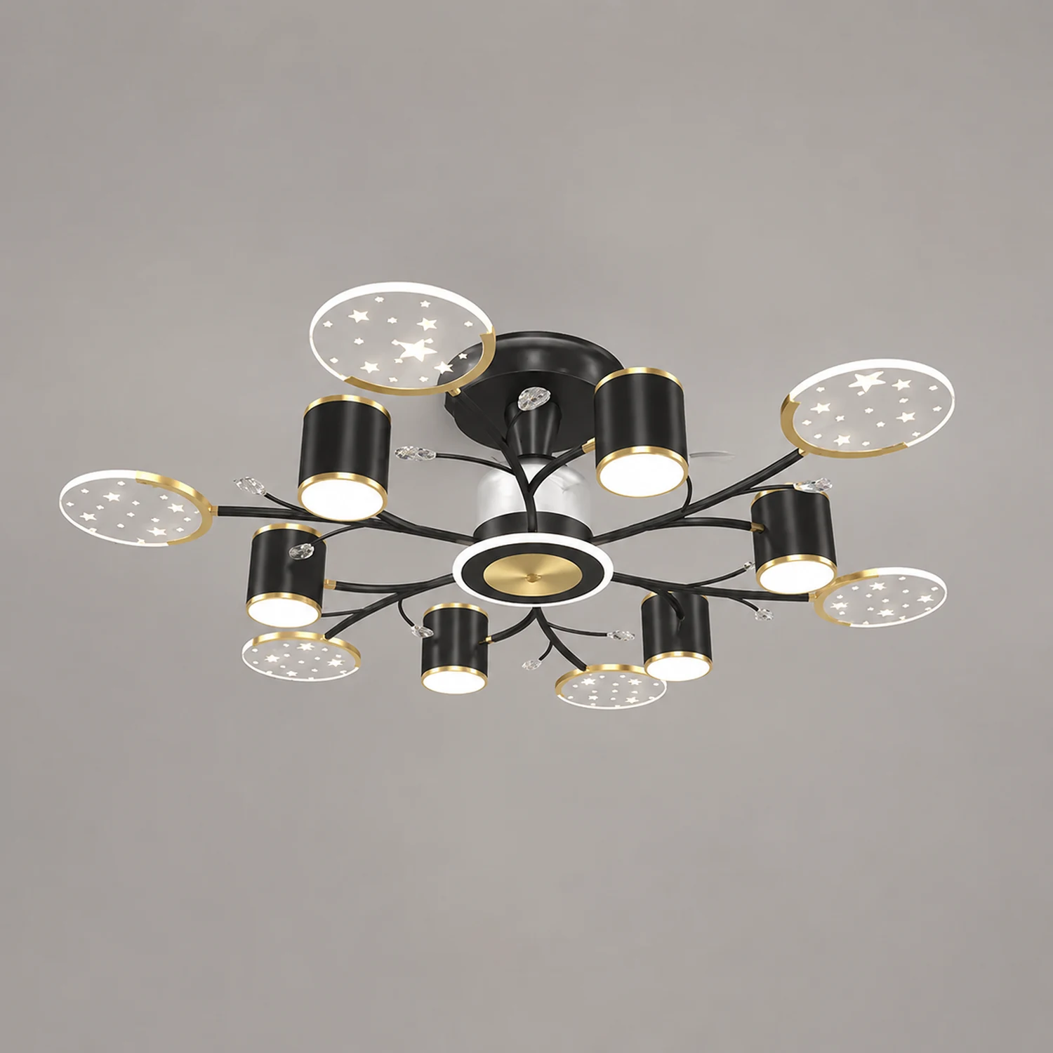 Madina Deckenventilator mit Beleuchtung, 6/8/10/12-flammig, ∅80/100/120CM - Lumpaz