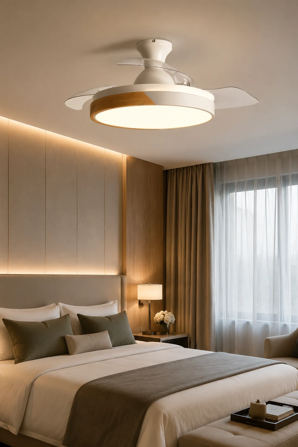 Morandi Deckenventilator mit Beleuchtung Klare Blätter, 5 Farben, ∅90/100CM - Lumpaz