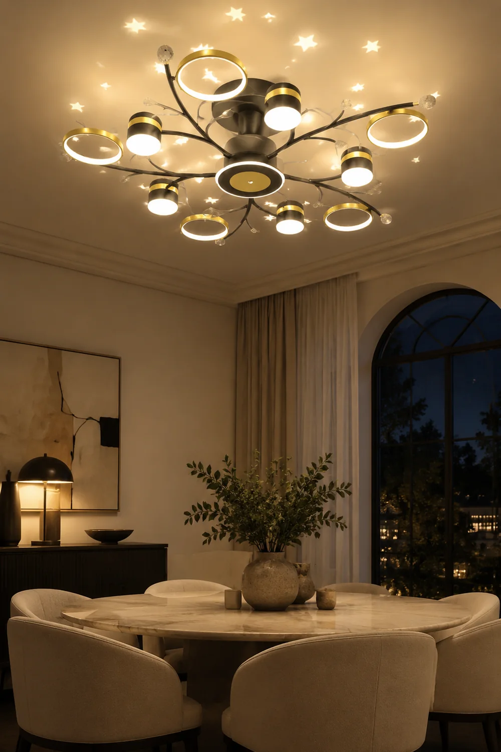Madina Deckenventilator mit Beleuchtung, 6/8/10-flammig, ∅80/120CM - Lumpaz