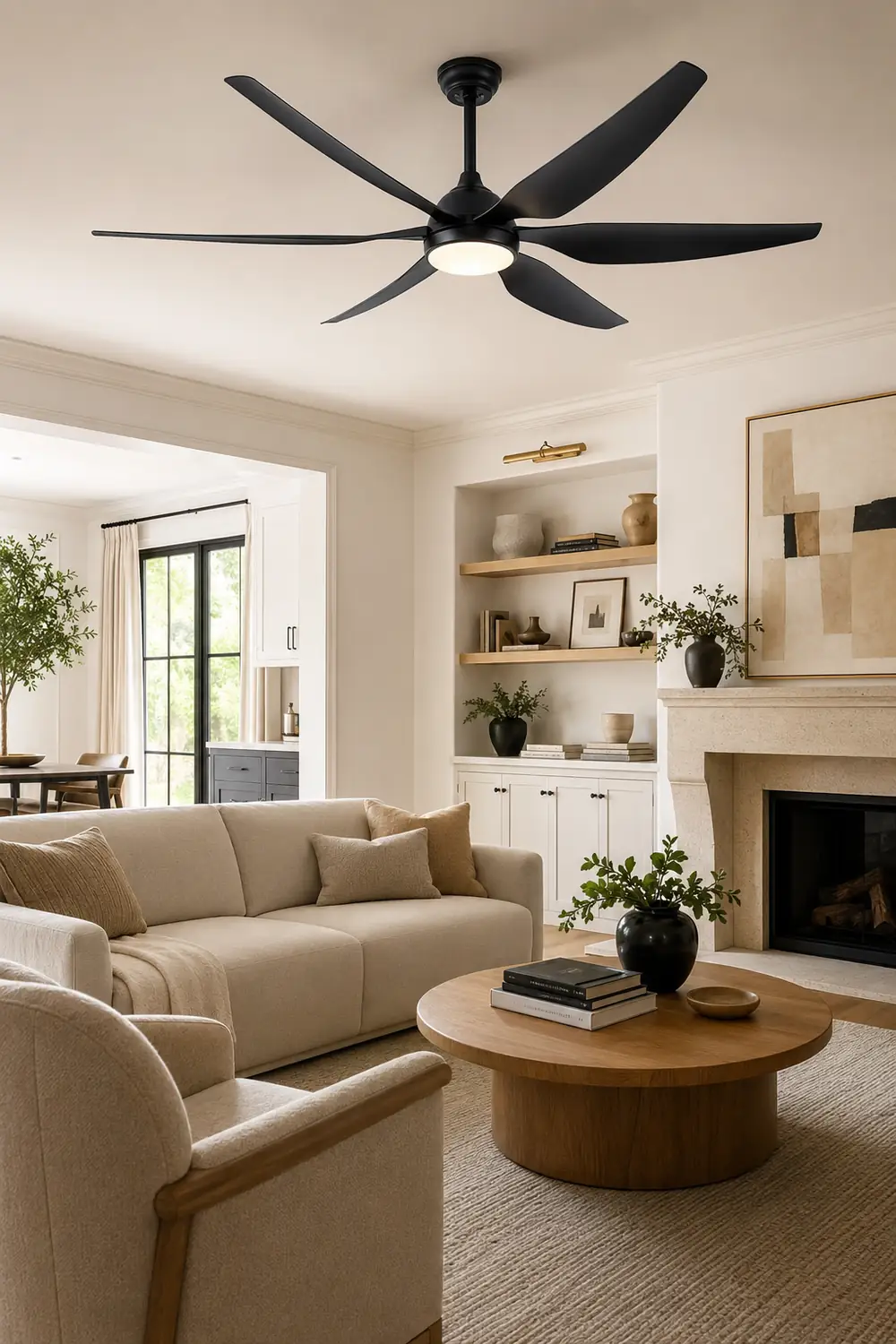 Haydn Deckenventilator mit Beleuchtung Weiß & Schwarz 6-Blatt, ∅137/167CM - Lumpaz