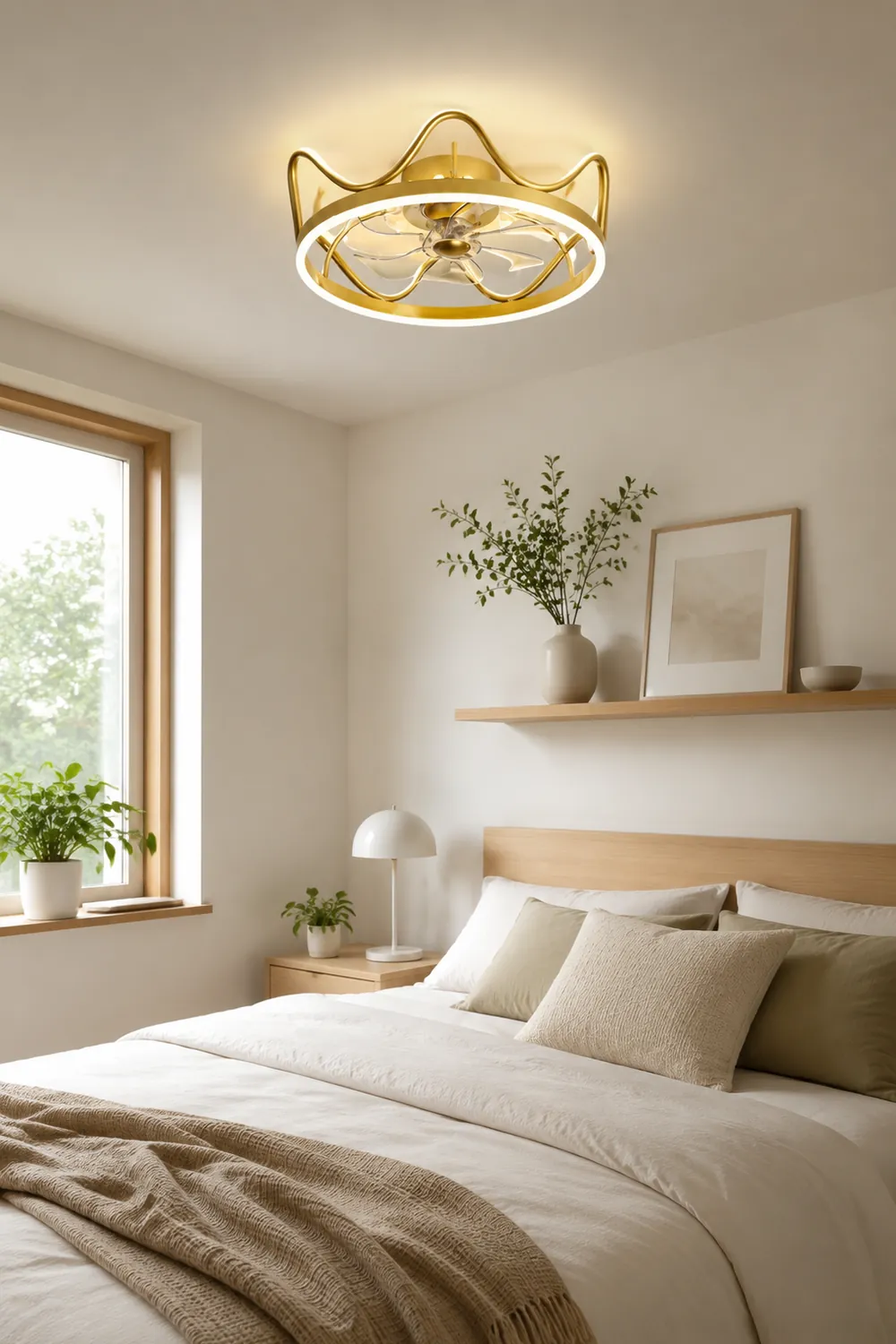 Madina Deckenventilator mit Beleuchtung Krone, 2 Farben, ∅47/56cm - Lumpaz