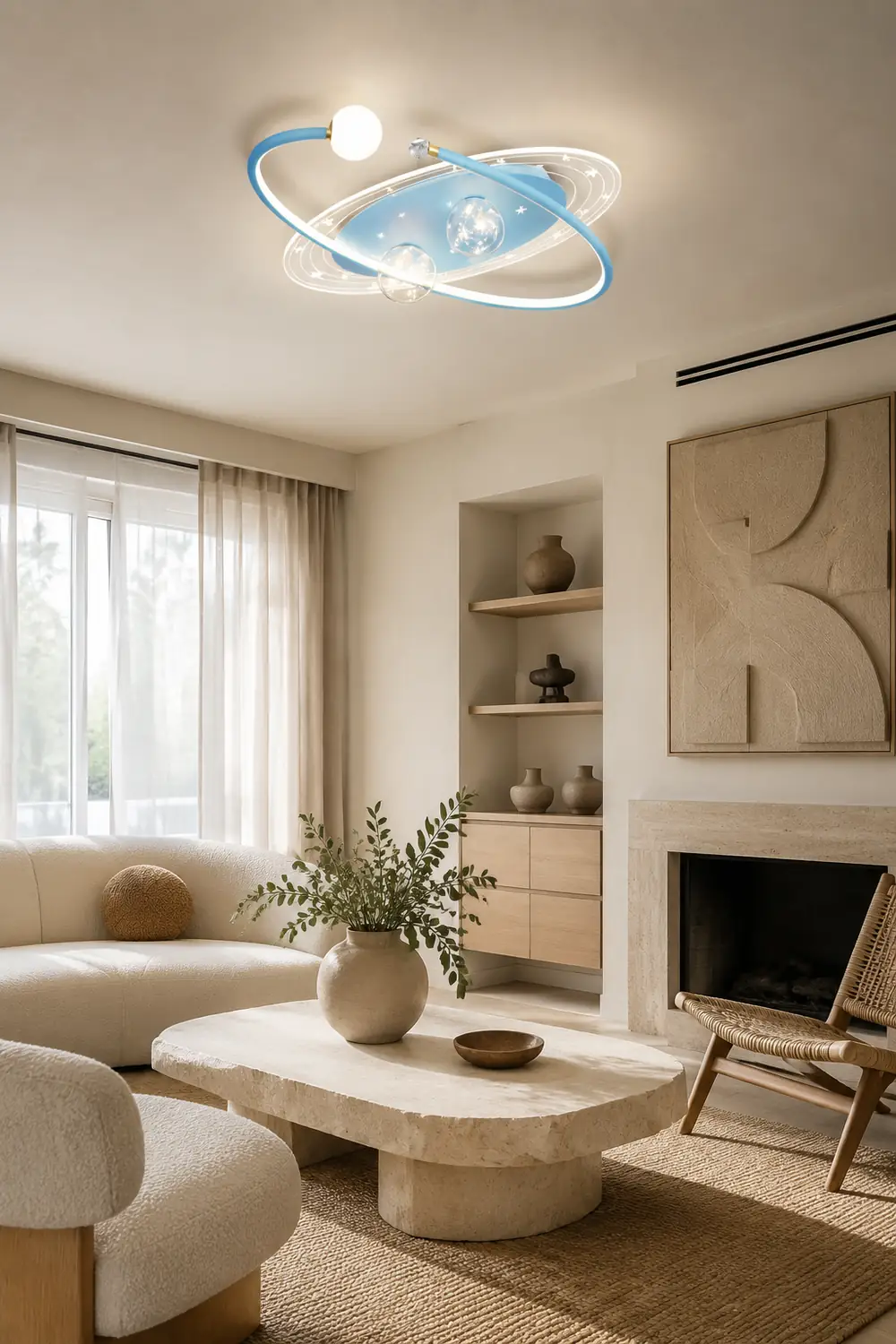 Madina Sternenklar Deckenventilator mit Beleuchtung, 3 Farben, 3/5 flammig, ∅52CM - Lumpaz