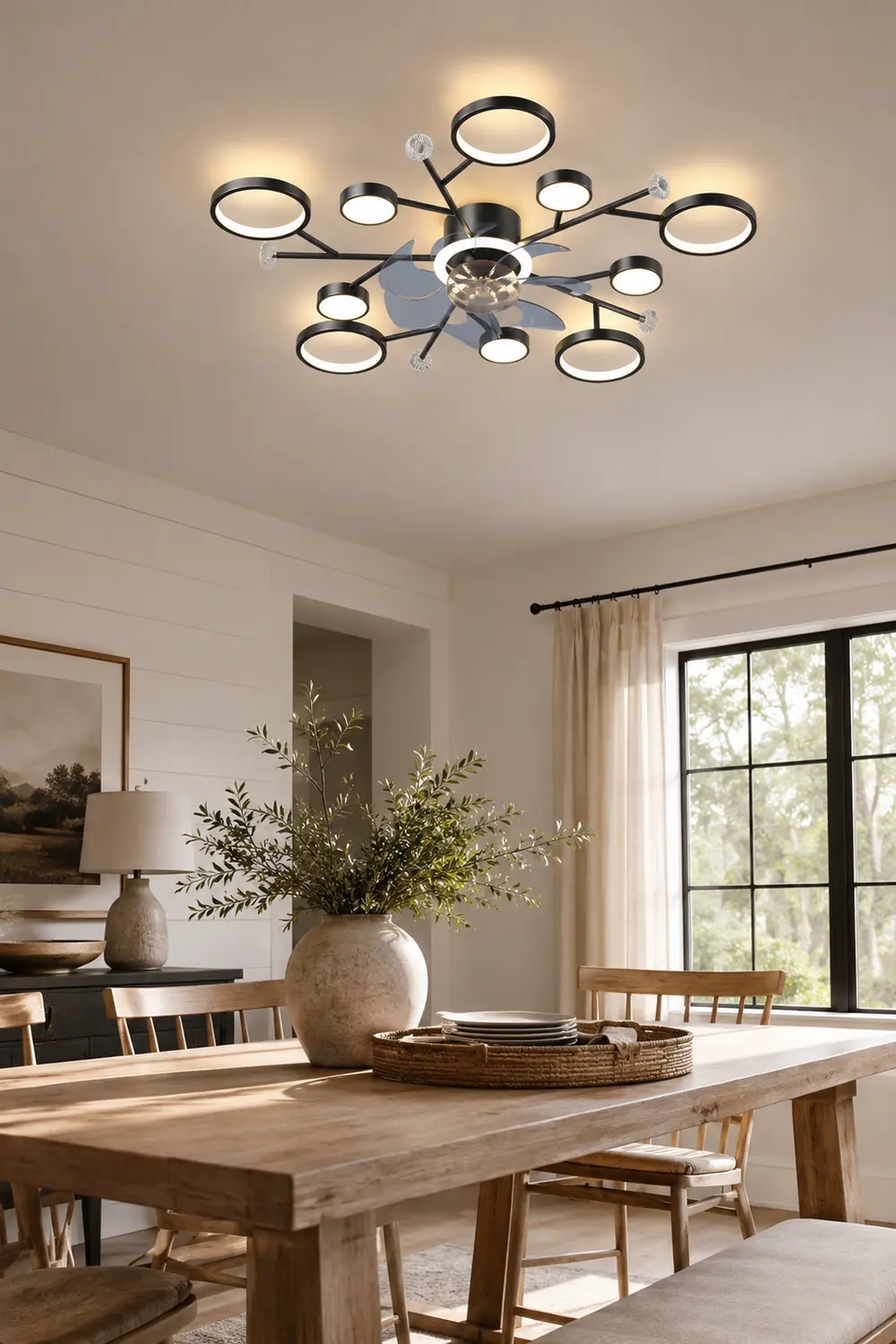 Weiss Deckenventilator mit Beleuchtung, 2 Farben, 62/88/107CM Lang - Lumpaz