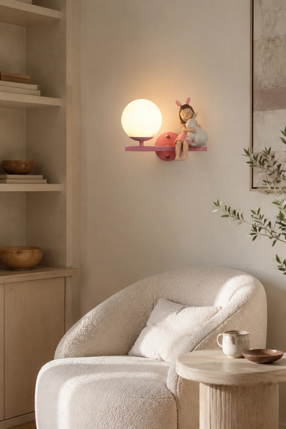 Minori Wandleuchte Weiß & Rosa, 20CM Lang - Lumpaz