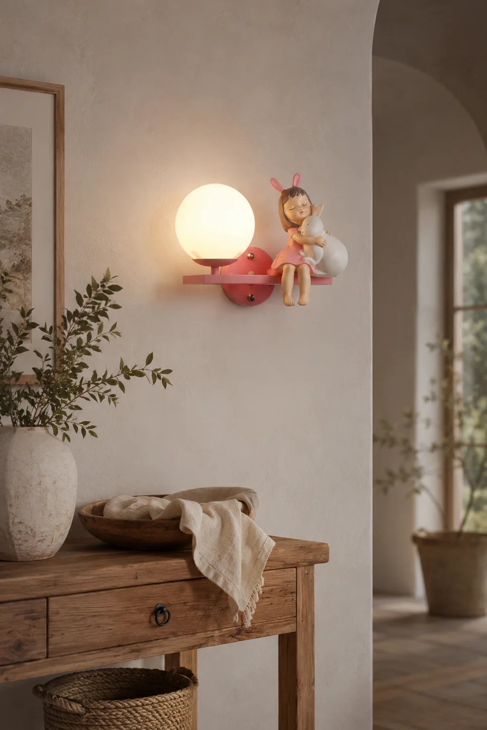 Minori Wandleuchte Weiß & Rosa, 20CM Lang - Lumpaz