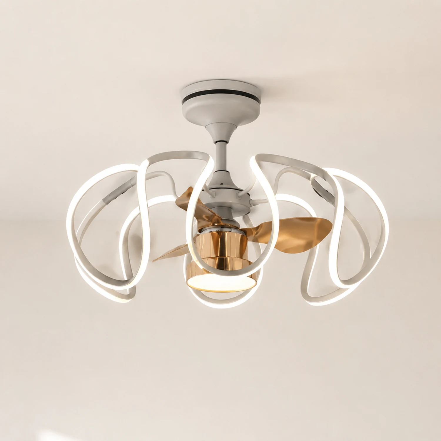 Lacey Deckenventilator mit Beleuchtung Grau & Weiß, 2 Stile, ∅65CM - Lumpaz
