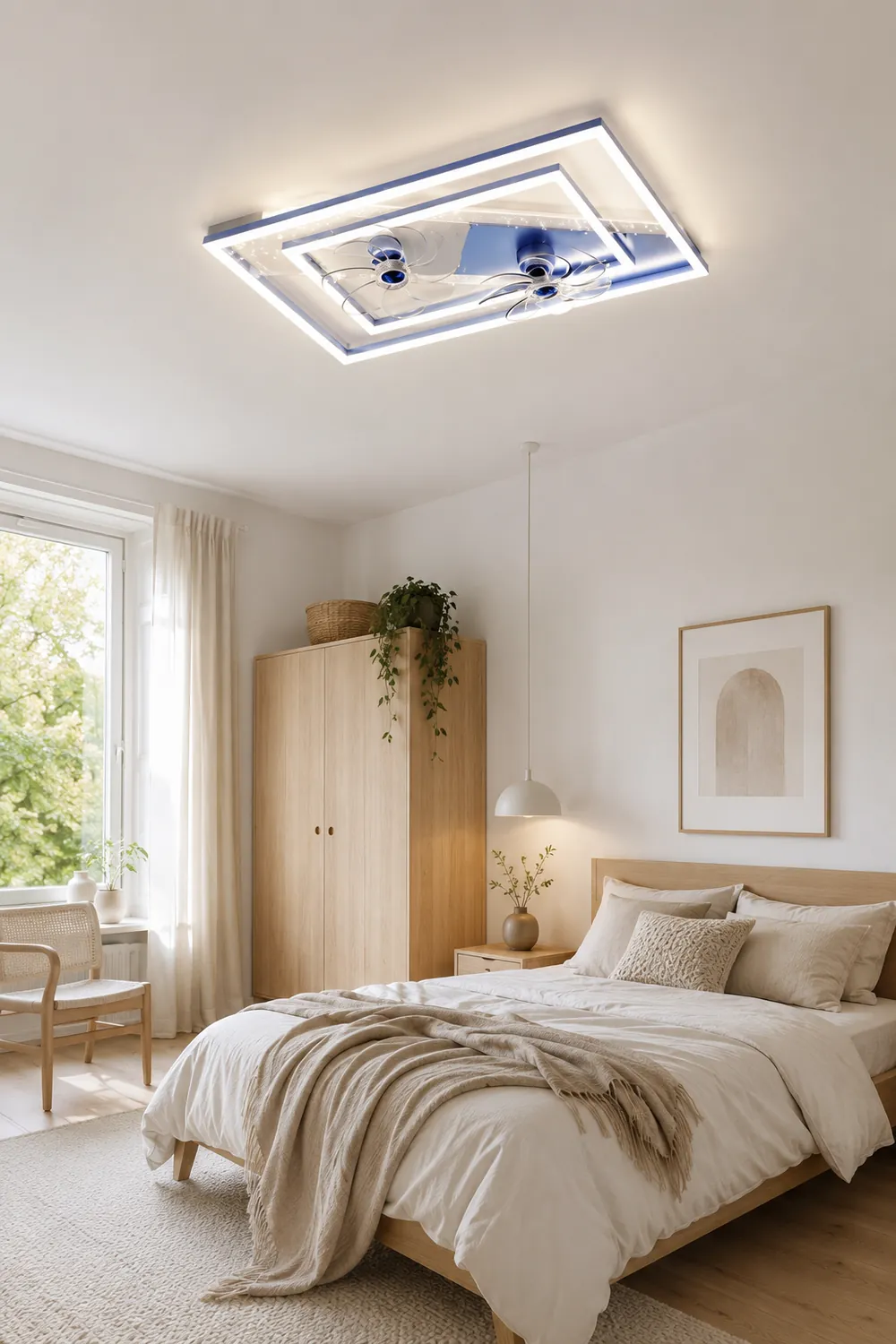 Kelley Deckenventilator mit Beleuchtung Blau & Schwarz, 5 Stile, ∅50/90/110CM - Lumpaz
