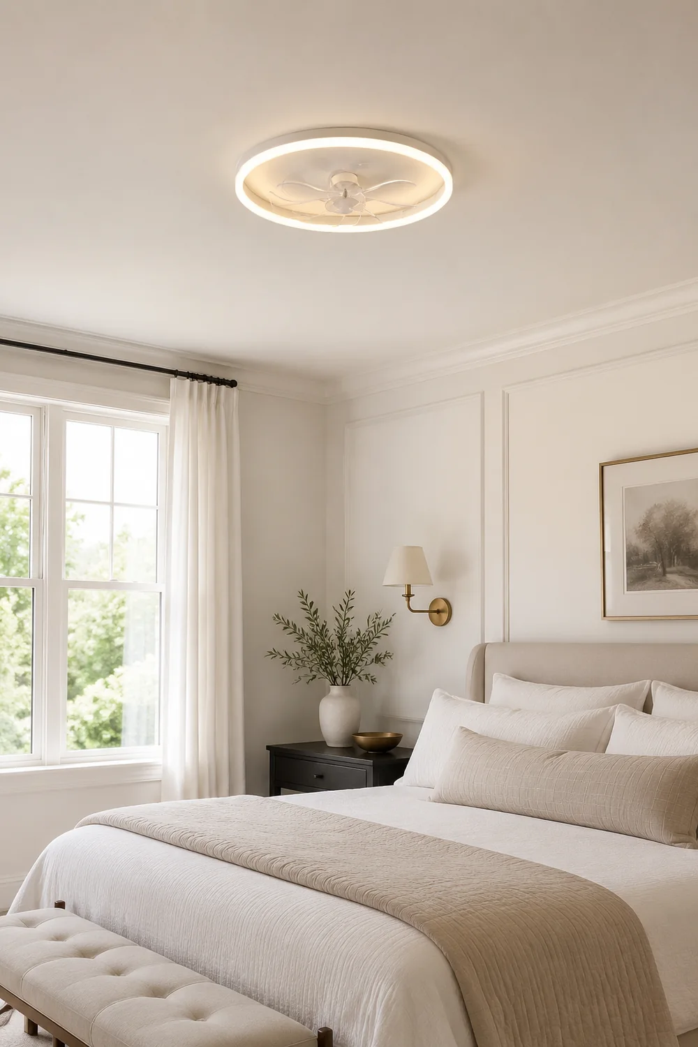 Edge Deckenventilator mit Beleuchtung Ring 7-Blatt, 4 Farben, ∅40/59/60CM - Lumpaz