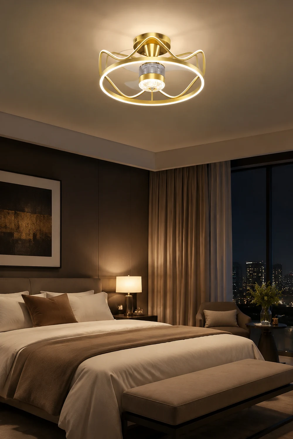Kelley Deckenventilator mit Beleuchtung Gold & Schwarz, ∅65CM - Lumpaz