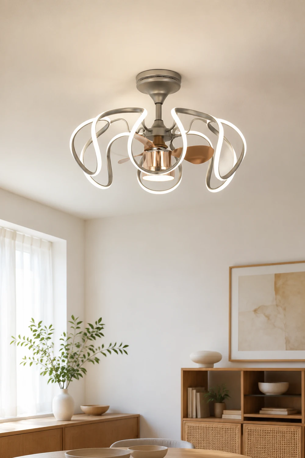 Lacey Deckenventilator mit Beleuchtung Grau & Weiß, 2 Stile, ∅65CM - Lumpaz